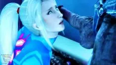 تشغيل Samus aran يحصل على pokeed the s. خارج مؤخرتها الكبيرة من الدهون بواسطة طارد طارد